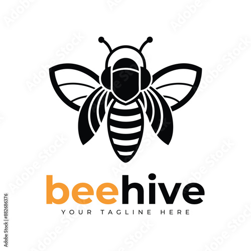 Bee charater simple mascot logo