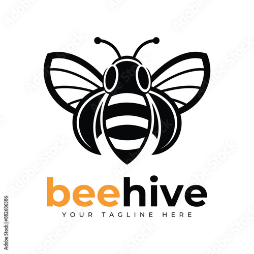 Bee charater simple mascot logo