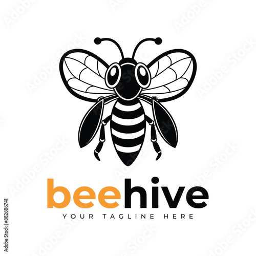 Bee charater simple mascot logo