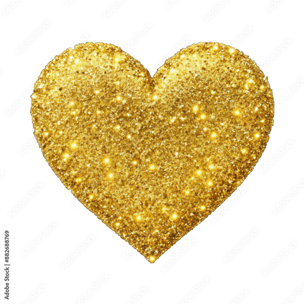 Golden glitter heart isolated on transparent background Golden glitter heart isolated on transparent background