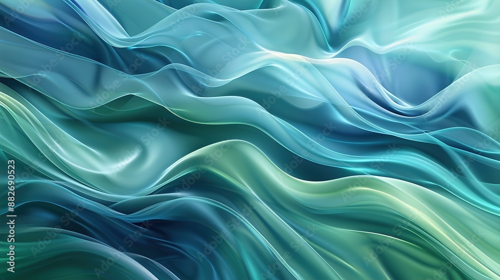 Fototapeta premium A smooth, flowing gradient of cool blues and greens with a subtle ripple effect.