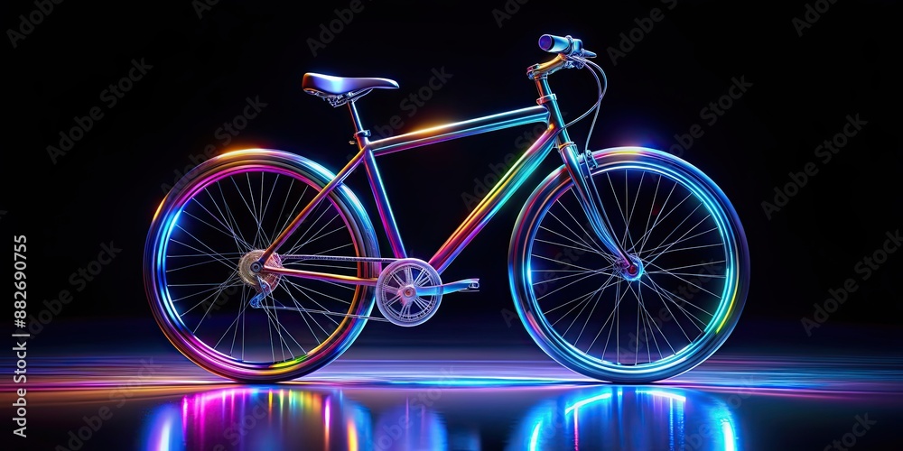 Fototapeta premium Holographic image of futuristic bicycle , hologram, advanced, technology, innovative, cycling, background,virtual