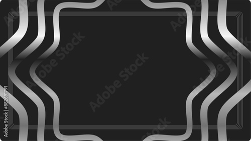 Black background with Stacked Explosion Stars Frame in Metallic Gradient, Monochrome
