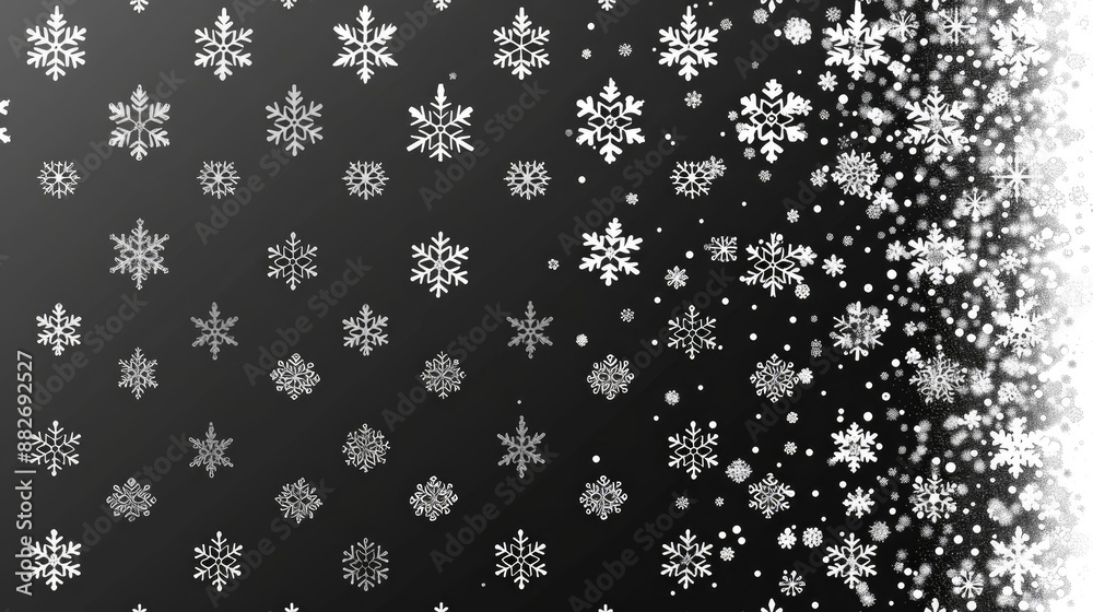 Halftone snowflakes in continuous horizontal design Halftone snowflakes in continuous horizontal design