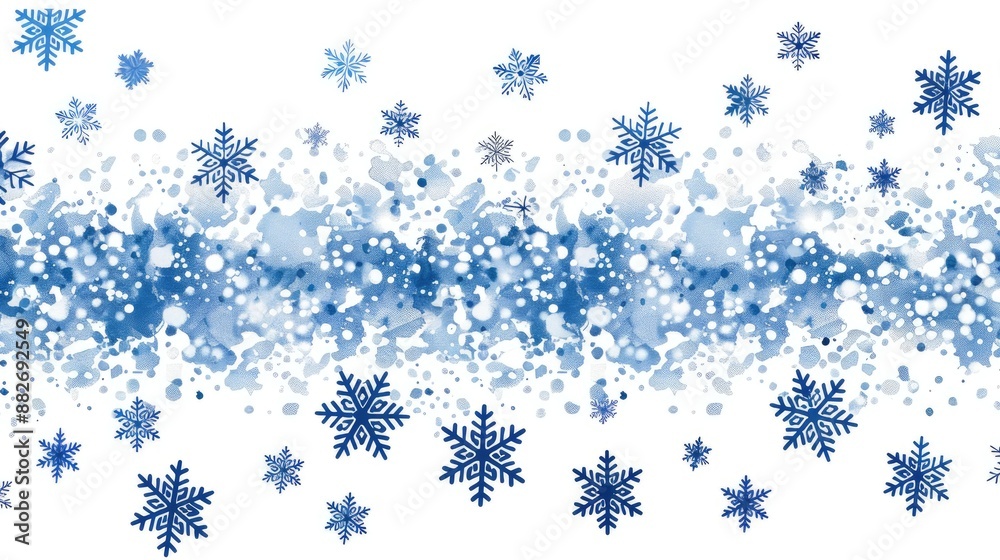 Halftone snowflakes in continuous horizontal design
