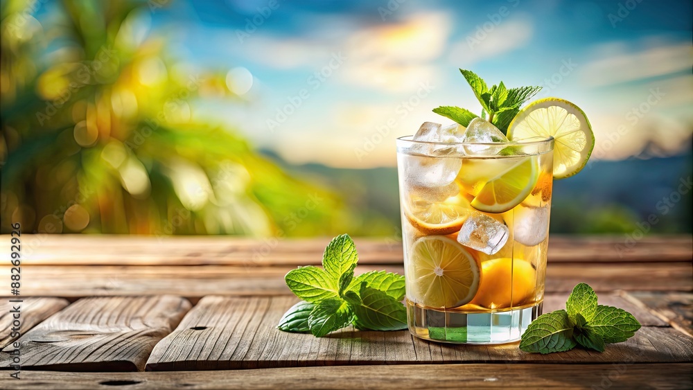 Refreshing cocktail drink served with ice cubes on a summer day, cocktail, drink, ice, beverage, refreshing, cold, summer Refreshing cocktail drink served with ice cubes on a summer day, cocktail, drink, ice, beverage, refreshing, cold, summer