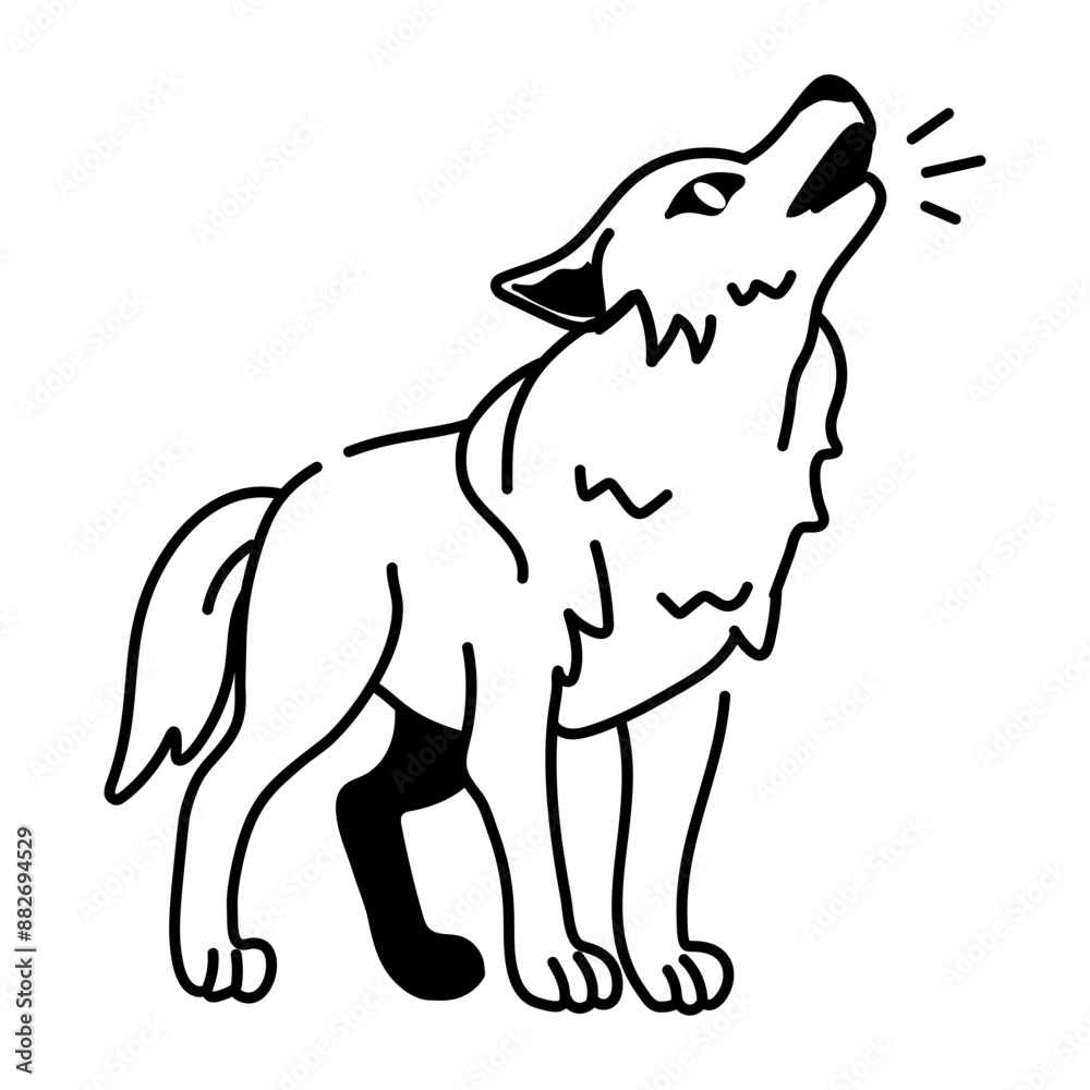 Obraz premium A doodle style icon of wolf howl 
