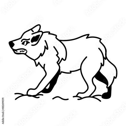 Doodle style icon of a canid 
