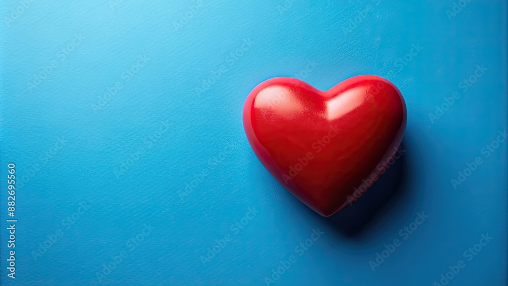 Heart shaped object on blue background, love, valentine, romance, symbol, shape, design, vibrant, color, isolated Heart shaped object on blue background, love, valentine, romance, symbol, shape, design, vibrant, color, isolated