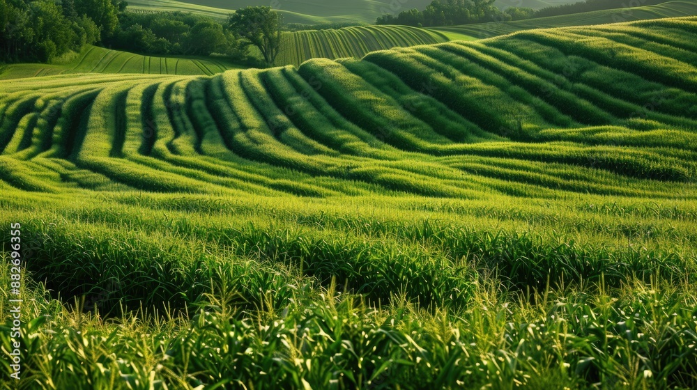 Corn fields that are green