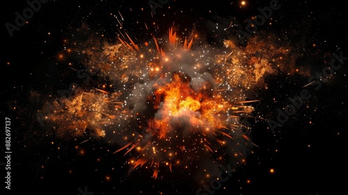 Wallpaper Mural explosion, black isolated background, glow  Torontodigital.ca