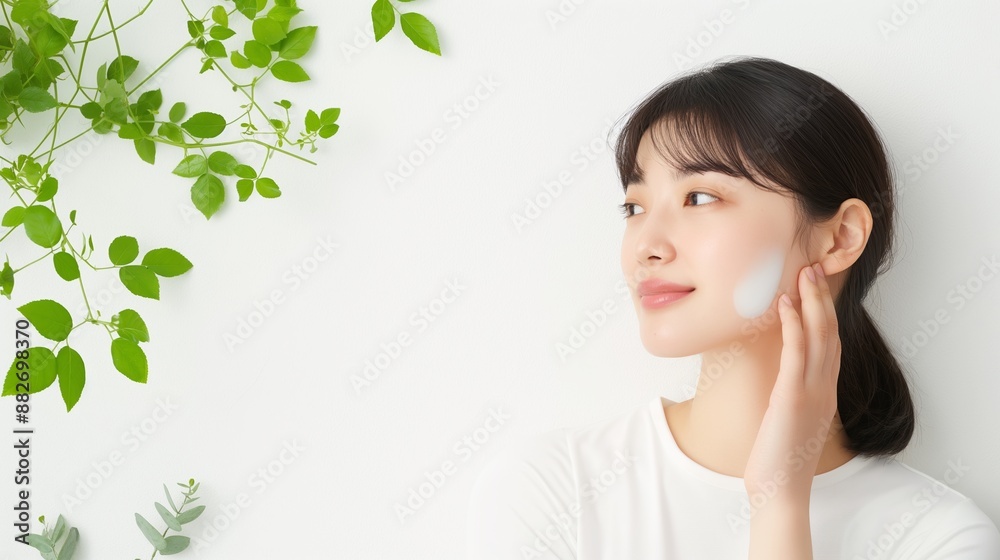 Beauty face. Woman with natural makeup and healthy skin portrait. Skin care, cosmetic concept Beauty face. Woman with natural makeup and healthy skin portrait. Skin care, cosmetic concept
