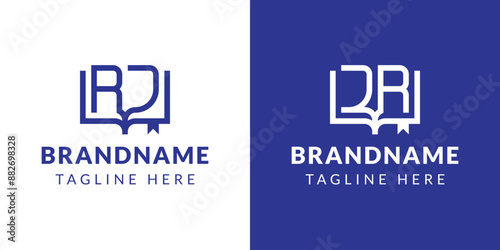 Letters RJ and JR Book Logo, suitable for business related to book with RJ or JR initials