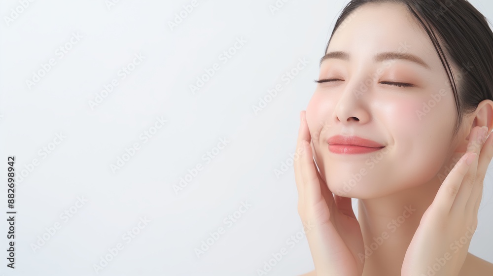Beauty face. Woman with natural makeup and healthy skin portrait. Skin care, cosmetic concept Beauty face. Woman with natural makeup and healthy skin portrait. Skin care, cosmetic concept