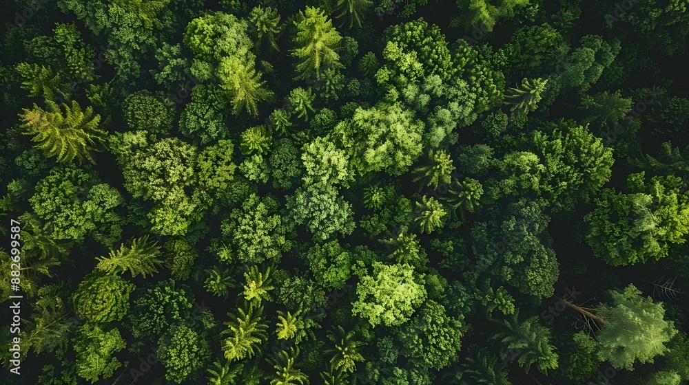 Drone view of amazing green forest with trees and bushes growing in countryside. Drone view of amazing green forest with trees and bushes growing in countryside.