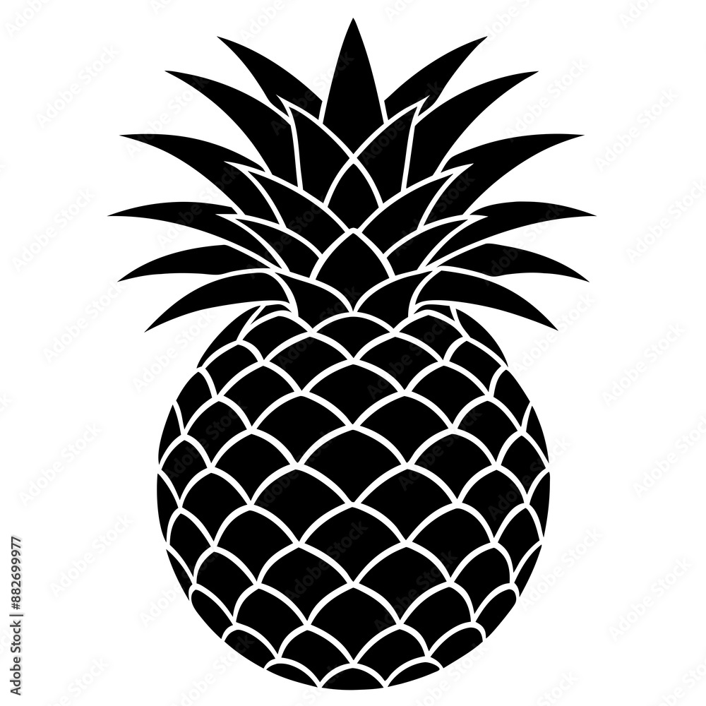 Obraz premium pineapple silhouette vector illustration