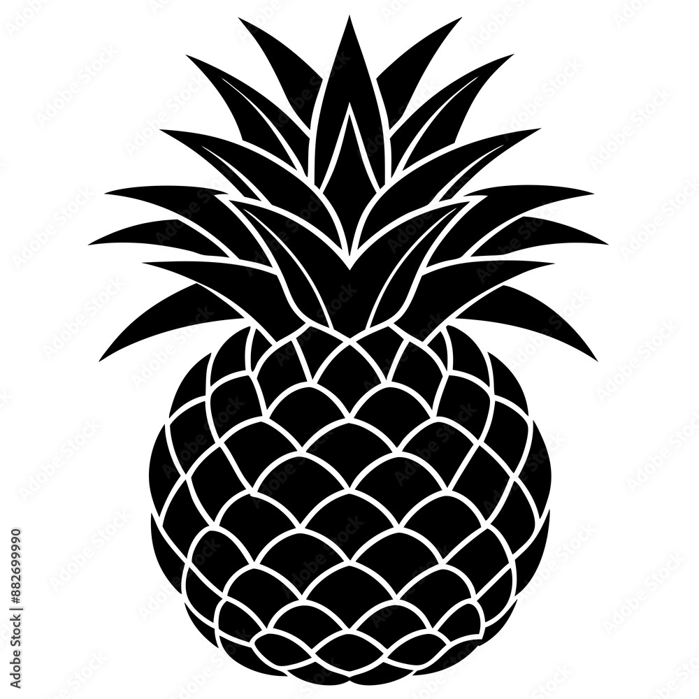 Obraz premium pineapple silhouette vector illustration