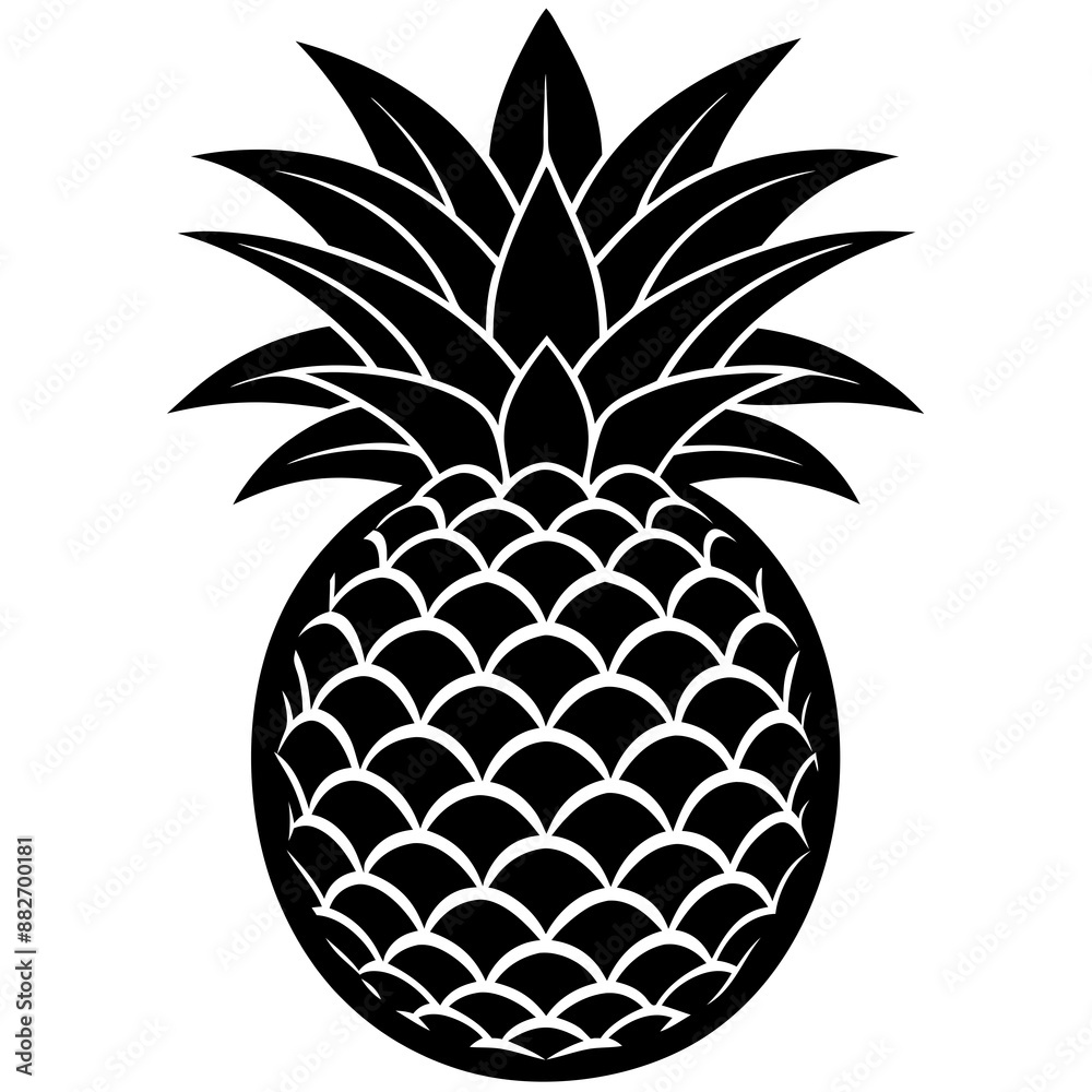 Obraz premium pineapple silhouette vector illustration
