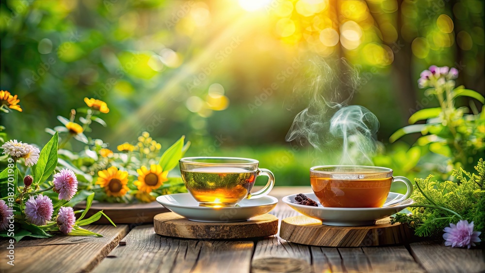 Herbal tea ceremony in a serene setting with beautiful tea cups and fresh herbs , serenity, brew, herbal, wellness, aroma, relaxation Herbal tea ceremony in a serene setting with beautiful tea cups and fresh herbs , serenity, brew, herbal, wellness, aroma, relaxation