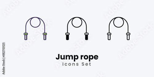 Jump rope Icons thin line and glyph vector icon stock illustration
