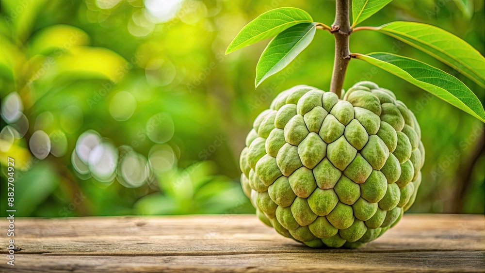 Fototapeta premium Ripe custard apple fruit with sweet and fragrant taste , Custard apple, fruit, ripe, ready to eat, sweet, fragrant