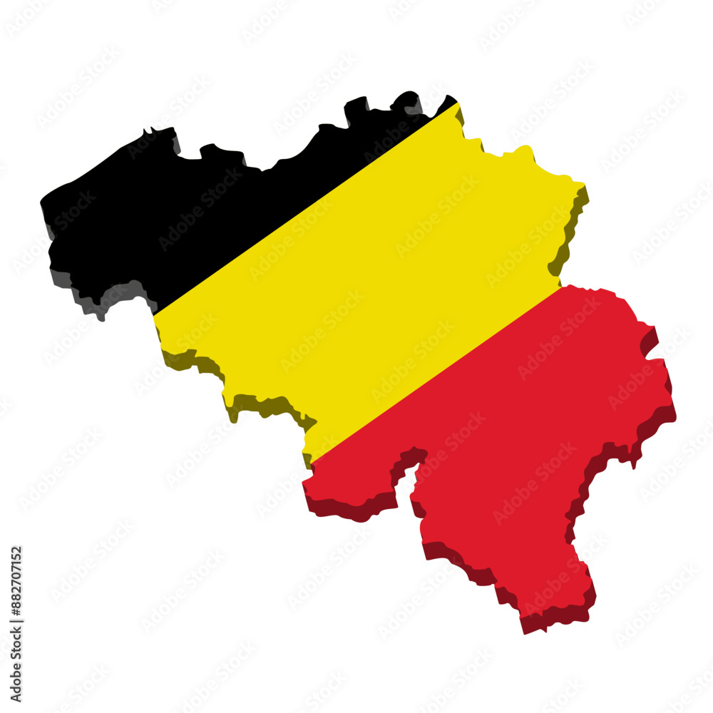 Fototapeta premium Belgium map flag Vector illustration. Symbol, poster, banner Belgium. Map of Belgium with the decoration of the national flag. Country shape outlined and filled with the flag of Belgium