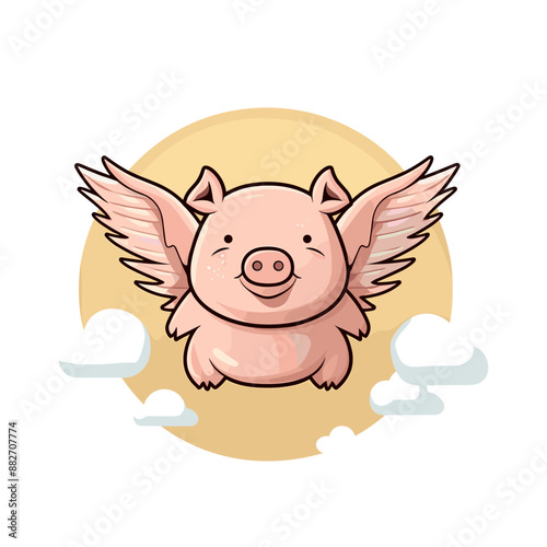 a picture of a flying pig with wings and a halo, Look thinner, stick figure, 16k, hyper quality