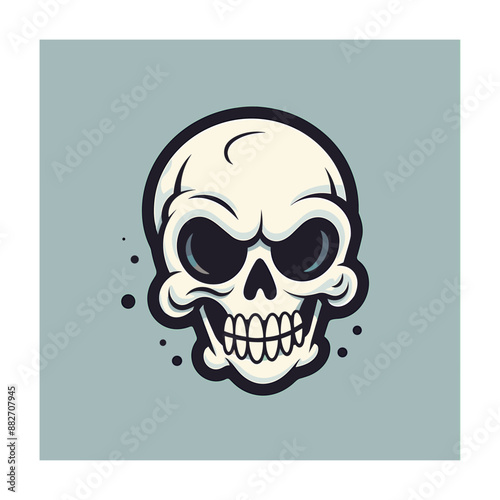 a logo using a cartoon like skull 