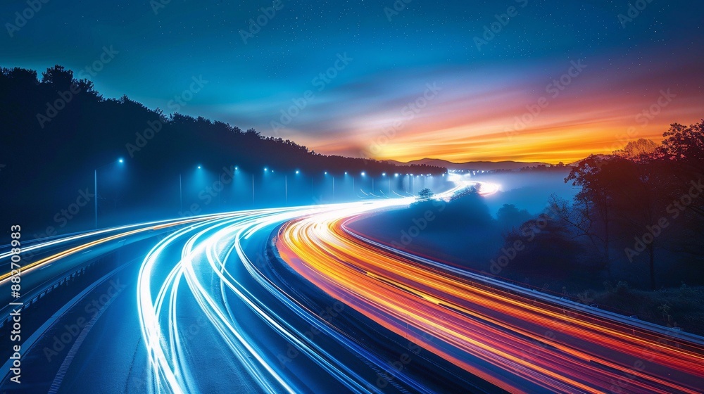 a road at night with motion blur, highlighting the dynamic movement and nighttime ambiance. a road at night with motion blur, highlighting the dynamic movement and nighttime ambiance.