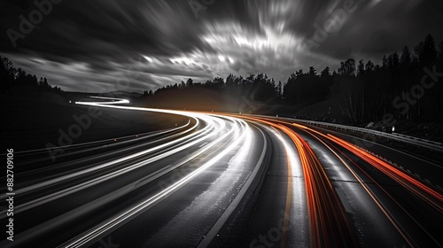 a road at night with motion blur, highlighting the dynamic movement and nighttime ambiance. © growth.co
