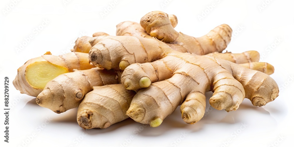 Fresh ginger root isolated on white background , organic, spice, herb, health, ingredient, cooking, aromatic, culinary, plant Fresh ginger root isolated on white background , organic, spice, herb, health, ingredient, cooking, aromatic, culinary, plant