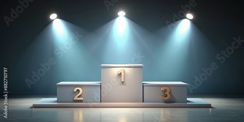 Empty winners podium with 1st, 2nd, and 3rd place placeholders , prize, success, competition, victory, achievement, pedestal