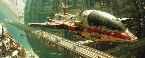 Wallpaper Mural A sleek spaceship docking at a futuristic space station. Torontodigital.ca