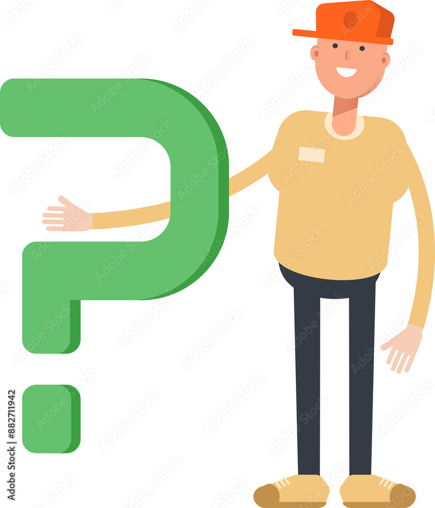 Man Wearing Cap Character and Question Mark
Man Wearing Cap Character and Question Mark