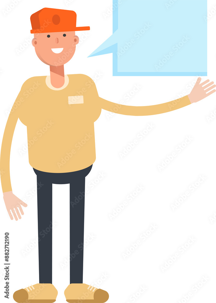 Man Wearing Cap Character and Speech Bubble
Man Wearing Cap Character and Speech Bubble
