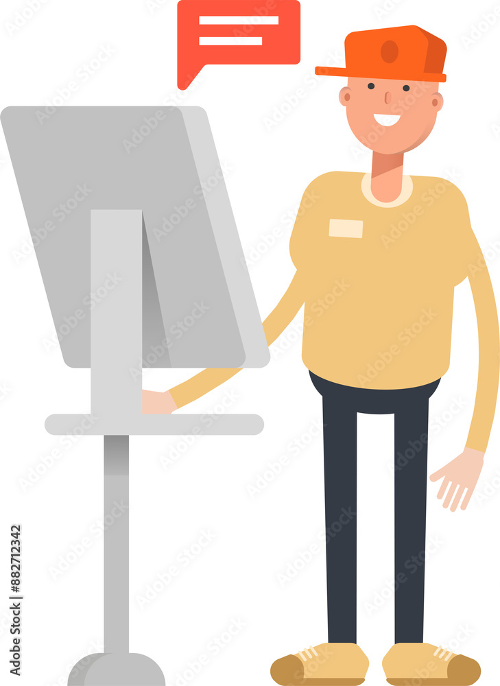Man Wearing Cap Character Working on Computer
Man Wearing Cap Character Working on Computer