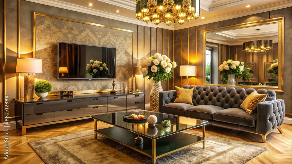 A luxury glamorous living room colorful design