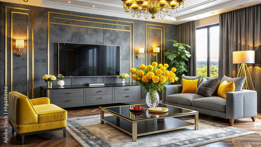 A luxury glamorous living room colorful design