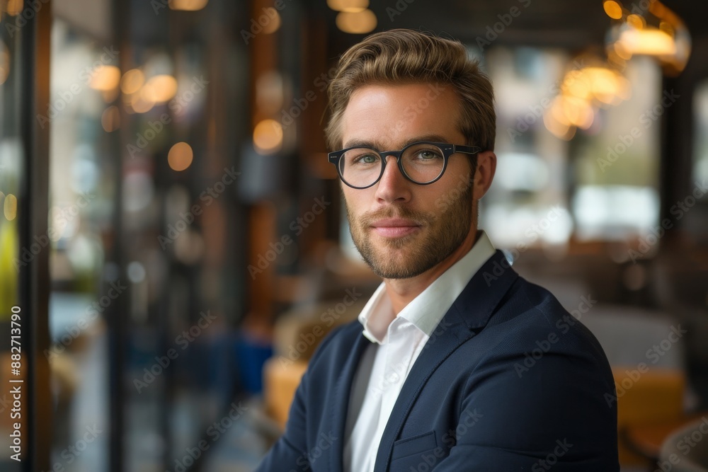 Portrait of a Confident Man in a Cafe Portrait of a Confident Man in a Cafe