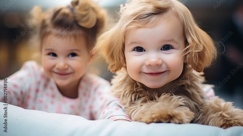 Female vet examines healthy golden retriever at modern clinic with caring approach Female vet examines healthy golden retriever at modern clinic with caring approach