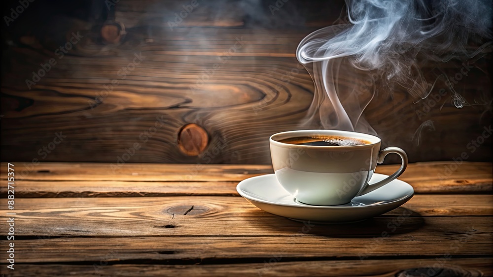 Cup of steaming hot coffee on wooden table, coffee, cup, mug, drink, beverage, table, wood, aroma, morning, breakfast, caffeine