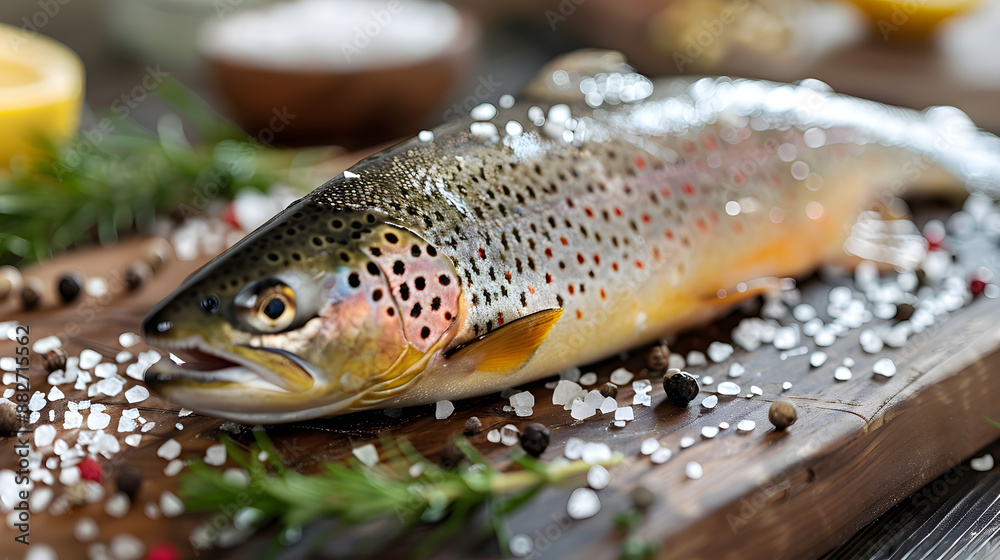 Rainbow trout and kosher salt