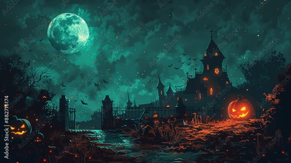 Spooky Halloween Night with a Haunted Mansion Spooky Halloween Night with a Haunted Mansion