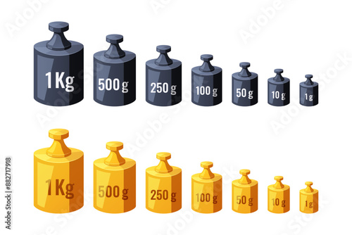 Calibration weight vector isolated on white background.