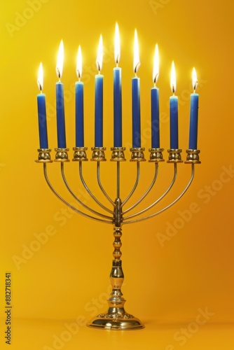 Menorah with lit candles