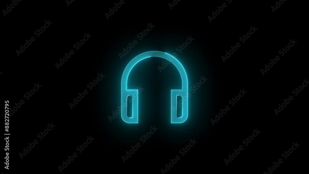 Headphone shape stroke icon glowing neon color animation, Neon headphone symbol icon Headphone shape stroke icon glowing neon color animation, Neon headphone symbol icon