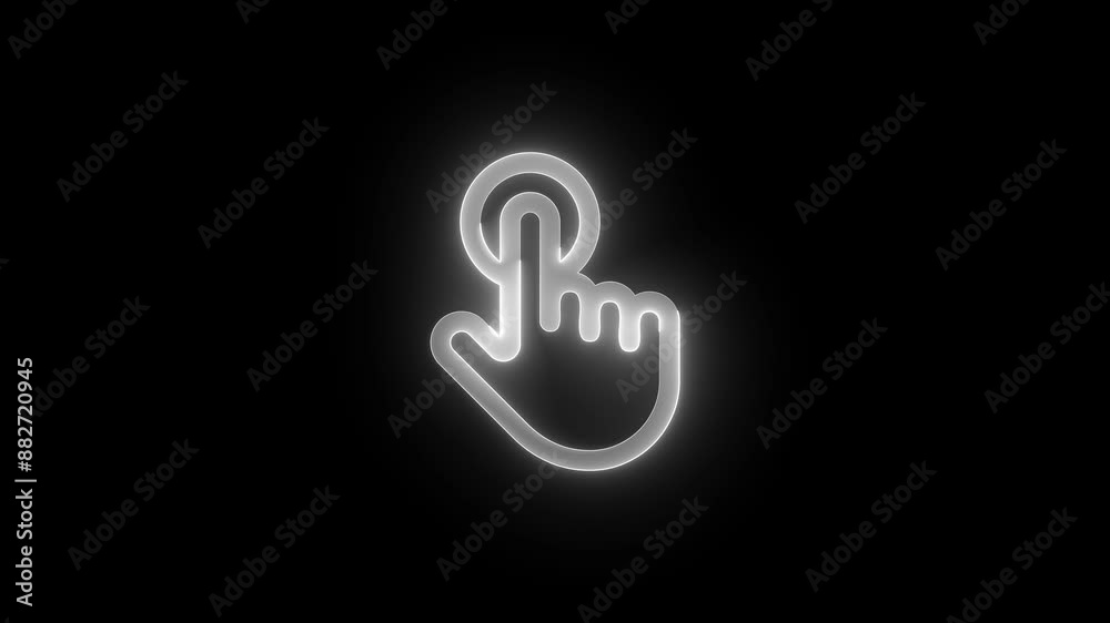 Neon hand touch animated, Finger touch shape stroke icon glowing neon blue color animation Neon hand touch animated, Finger touch shape stroke icon glowing neon blue color animation