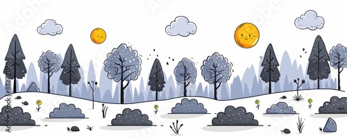 Minimalist flat line drawing clip art of cute design on white background, perfect for kids' books.