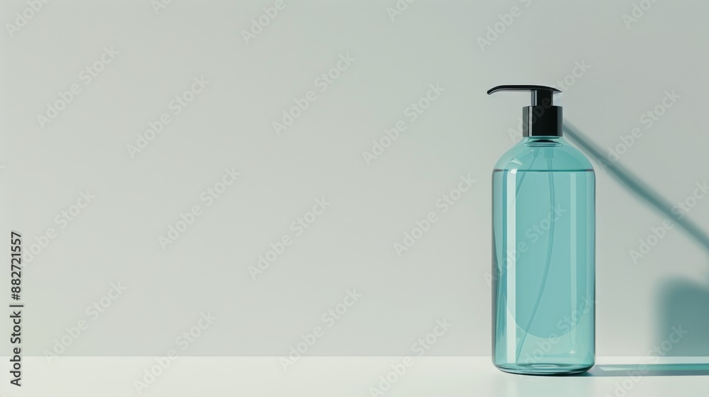 Shower gel bottle against a white backdrop Shower gel bottle against a white backdrop