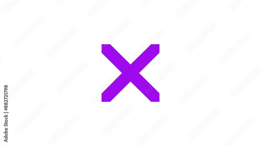 X cross mark shape icon animation on white background X cross mark shape icon animation on white background